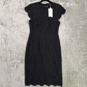 NEW MEROKEETY Women's Elegant Floral Lace Cocktail Dress‎ Black Size Small
